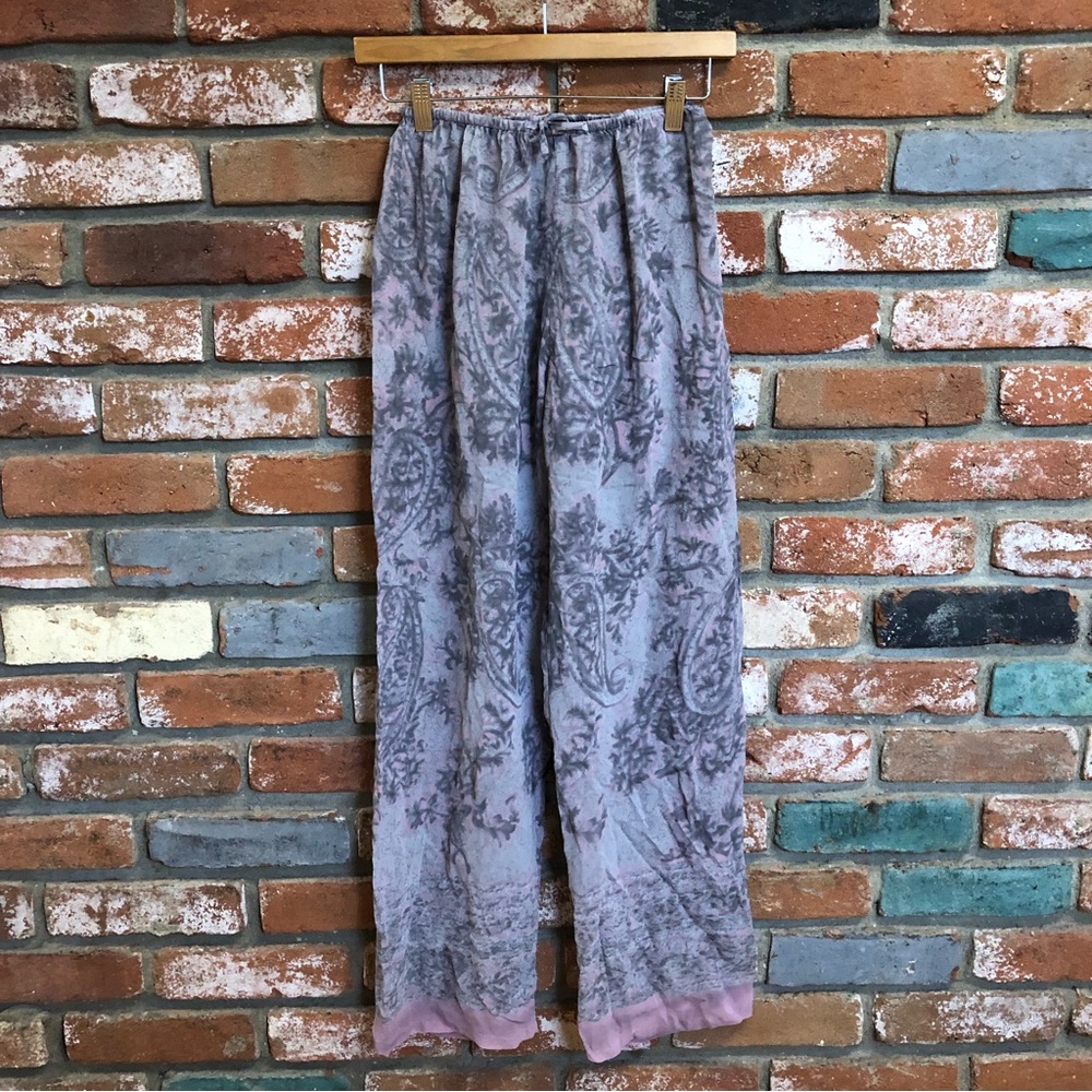 Victoria's Secret Silk Sheer Paisley Wide Leg Lounge Pants